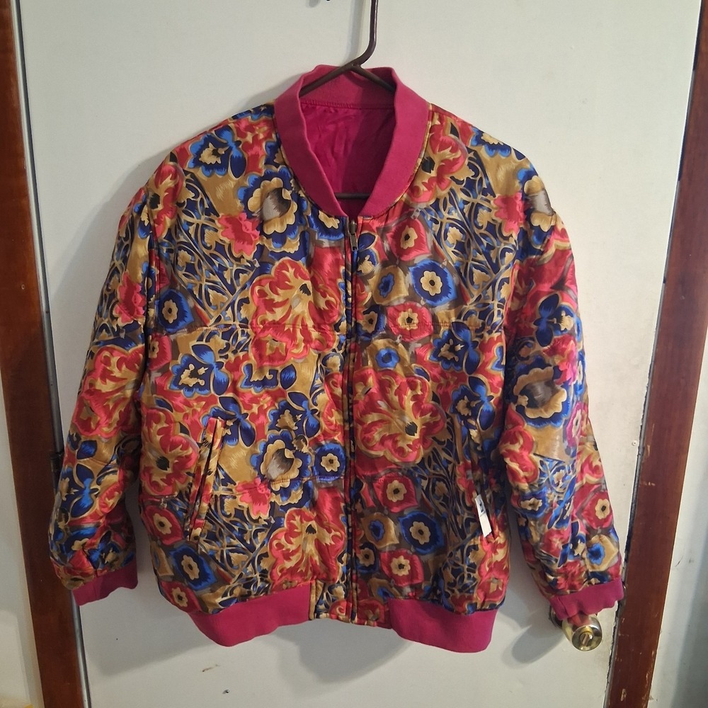 Reversible Silky Feel Jacket Floral Magenta NWT L